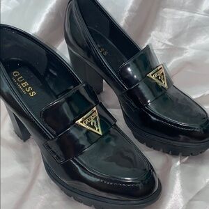 GUESS Women's Black Heeled Loafers